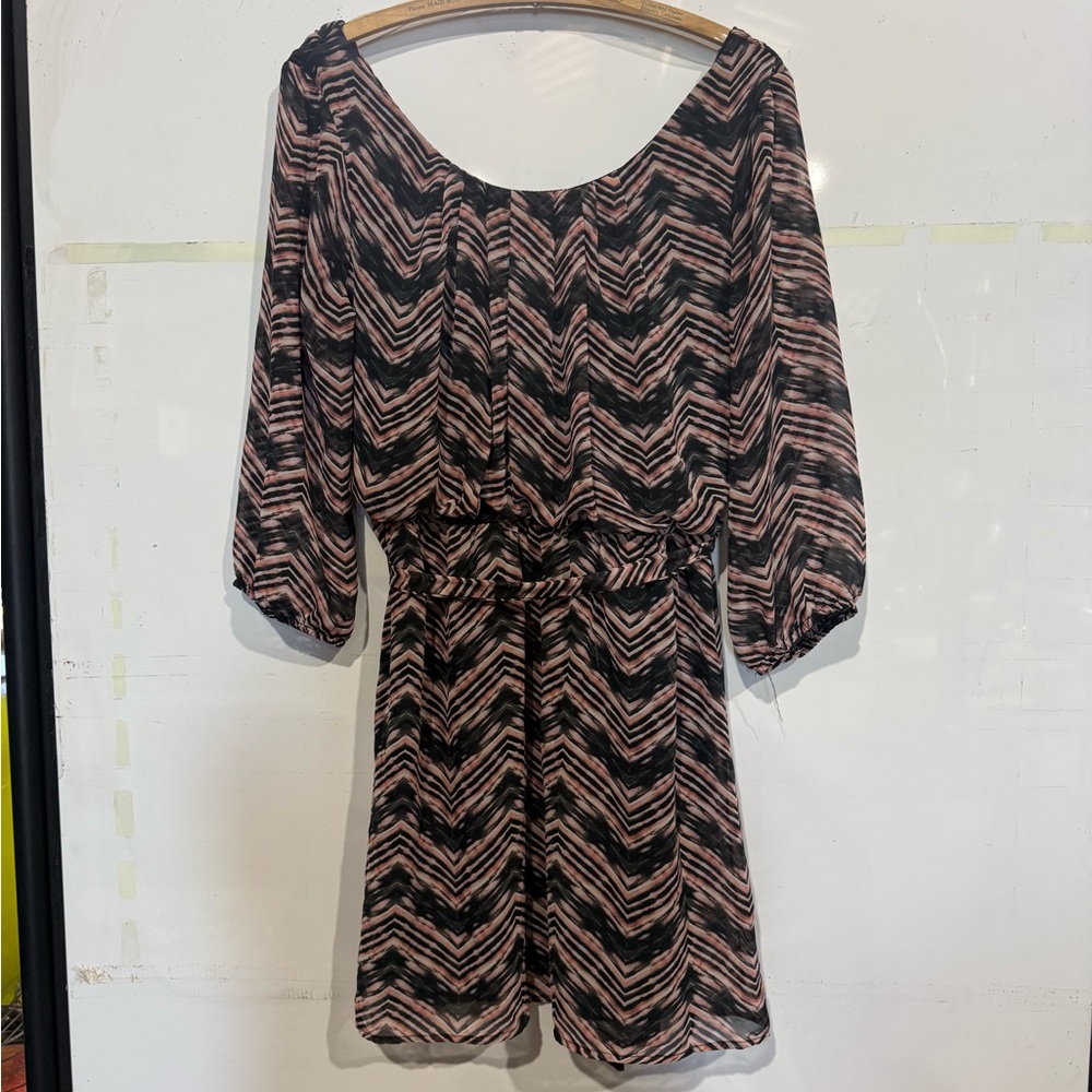 Lily Rose Black and Pink Chevron Dress